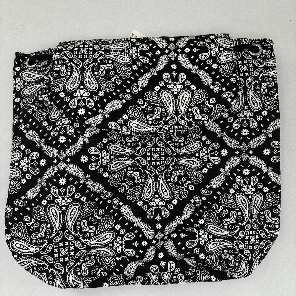 Victoria's Secret Pink Backpack Mini Purse Black White Paisley Cotton Fabric NEW